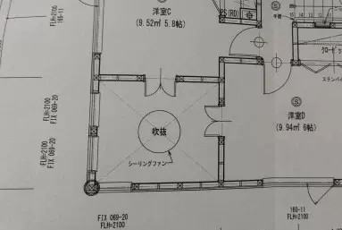 2F吹き抜け近辺の間取り図